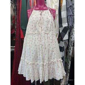 Halter Spaghetti Strap Floral Sun Dress Open Back Cotton Dress size XL